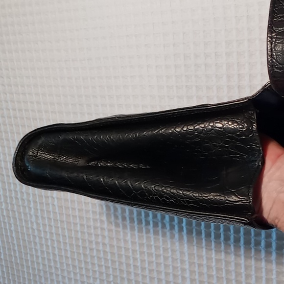 Vintage Croc Embossed Black Leather Shoulder Bag Made in Italy - Picture 7 of 13